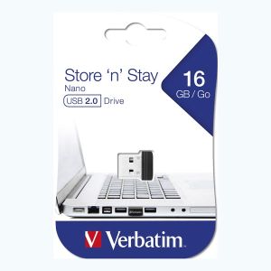 Verbatim USB flash disk, USB 2.0, 16GB, Nano, Store N Stay, čierny, 97464, USB A