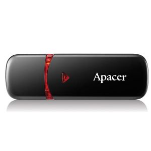 Apacer USB flash disk, USB 2.0, 64GB, AH333, čierny, AP64GAH333B-1, USB A, s krytkou