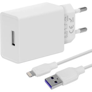 OBAL:ME Cestovná Nabíjačka USB-A 10W + USB-A/Lightning Kabel 1m White 8596311218859