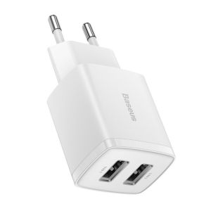 Baseus nabíjačka do siete Compact 2xUSB 10,5W biela 6932172606916