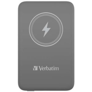 Verbatim, power banka s bezdrôtovým nabíjaním, 5V, nabíjanie telefónu, 32249, 10 000mAh, magnetické pripevnenie, šedá