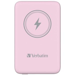 Verbatim, power banka s bezdrôtovým nabíjaním, 5V, nabíjanie telefónu, 32248, 10 000mAh, magnetické pripevnenie, ružová