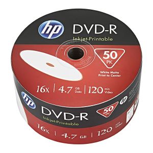 HP DVD-R, Inkjet Printable, DME00070WIP-3, 69302, 4.7GB, 16x, bulk, 50-pack, 12cm, pre archiváciu dát