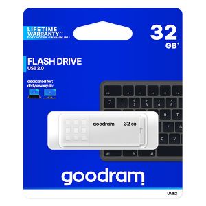 Goodram USB flash disk, USB 2.0, 32GB, UME2, biely, UME2-0320W0R11, USB A, s krytkou