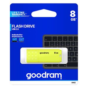 Goodram USB flash disk, USB 2.0, 8GB, UME2, žltý, UME2-0080Y0R11, USB A, s krytkou