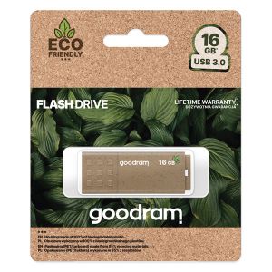 Goodram USB flash disk, USB 3.0, 16GB, UME3 ECO FRIENDLY, hnedý, UME3-0160EFR11, USB A, s krytkou