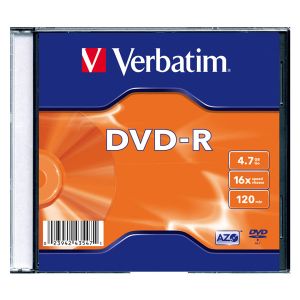 Verbatim DVD-R, Matt Silver, 43547, 4.7GB, 16x, slim box, 1 ks, bez možnosti potlače, 12cm, pre archiváciu dát