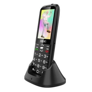 EVOLVEO EasyPhone FS, vyklápací mobilný telefón 2.8" pre seniorov s nabíjacím stojanom (čierna farba) EP-771-FSB