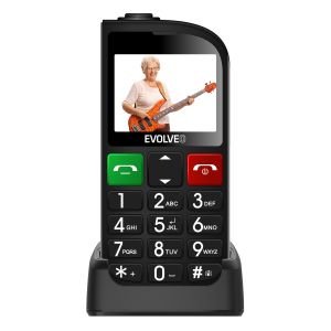 EVOLVEO EasyPhone FL, mobilný telefón pre seniorov s nabíjacím stojanom, čierna EP-801-FLB