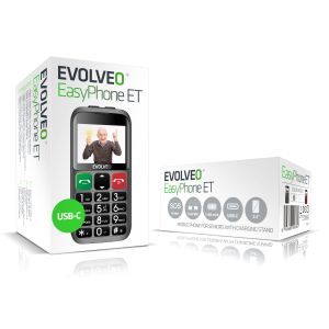 EVOLVEO EasyPhone ET, mobilný telefón pre seniorov s nabíjacím stojanom, strieborná EP-851-ETS