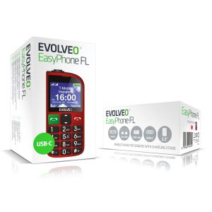 EVOLVEO EasyPhone FL, mobilný telefón pre seniorov s nabíjacím stojanom, červená EP-801-FLR