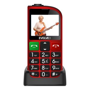 EVOLVEO EasyPhone FL, mobilný telefón pre seniorov s nabíjacím stojanom, červená EP-801-FLR