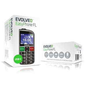 EVOLVEO EasyPhone FL, mobilný telefón pre seniorov s nabíjacím stojanom, strieborná EP-801-FLS