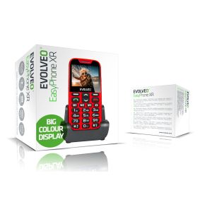 EVOLVEO EasyPhone XR, mobilný telefón pre seniorov s nabíjacím stojanom, červená EP-601-XR-RD