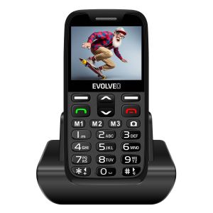 EVOLVEO EasyPhone XR, mobilný telefón pre seniorov s nabíjacím stojanom, čierna EP-601-XR-BK