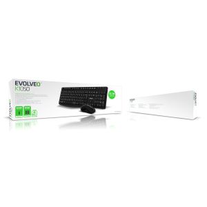 EVOLVEO K1050, bezhlučný set bezdr. klávesnice a K1050-BK-CZ