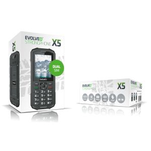 EVOLVEO StrongPhone X5, vodotesný odolný Dual SIM telefón, černo-šedá SGP-X5-GY