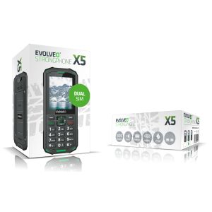 EVOLVEO StrongPhone X5, vodotesný odolný Dual SIM telefón, černo-zelená SGP-X5-GR