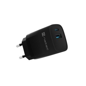 Univerzálna USB nabíjačka Natec RIBERA GaN 30 W, 1X USB-A, 1X USB-C, čierna NUC-2141