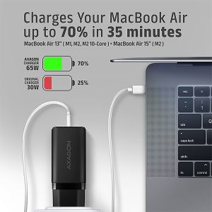 AXAGON ACU-DPQ65, GaN nabíjačka do siete 65W, 3x port (USB-A + dual USB-C), PD3.0/QC4+/PPS/Apple ACU-DPQ65