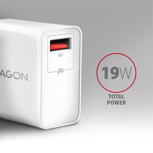 AXAGON ACU-QC19W, QC nabíjačka do siete 19W, 1x USB-A port, QC3.0/AFC/FCP/SMART, biela ACU-QC19W