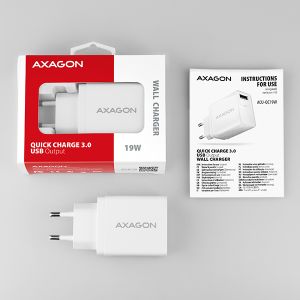 AXAGON ACU-QC19W, QC nabíjačka do siete 19W, 1x USB-A port, QC3.0/AFC/FCP/SMART, biela ACU-QC19W