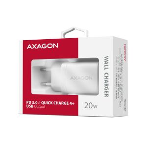 AXAGON ACU-PD20W, nabíjačka do siete 20W, 1x port USB-C, PD3.0/PPS/QC4+/AFC/Apple, biela ACU-PD20W