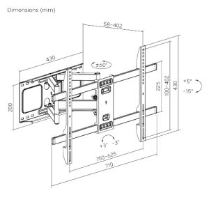 Výsuvný držiak Brateck LPA69-466 pre TV 37"-80" 60kg polohovateľný nástenný Heavy Duty BRLPA69466