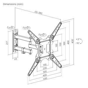 Výsuvný držiak Brateck LPA68-443 pre TV 23"-55" 30kg polohovateľný nástenný BRLPA68443