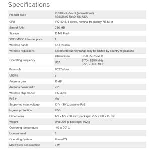 MikroTik RBSXTsqG-5acD,5GHz 802.11ac 16dBi outdoor RBSXTsqG-5acD