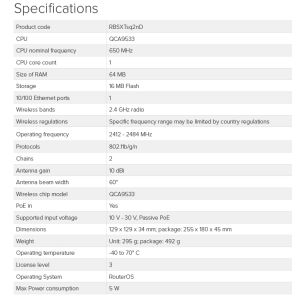 MikroTik RBSXTsq2nD 2,4GHz MIMO 10dBi outdoor RBSXTsq2nD