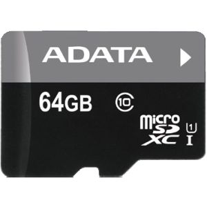 Adata/micro SD/64 GB/50 MB/UHS-I U1 / Class 10/+ Adaptér AUSDX64GUICL10-RA1