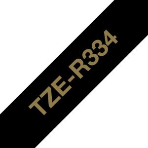Brother TZE-R334 zlatá na čierne, 12 mm, textilná páska TZER334