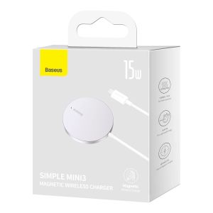 Baseus Bezdrôtová nabíjačka do siete Simple Mini3 15W USB-C biela 6932172618650