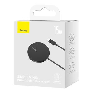 Baseus Bezdrôtová nabíjačka do siete Simple Mini3 15W USB-C čierna 6932172618643