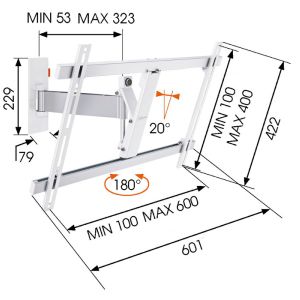 LCD rameno Vogel´s W52081, 40-65", 2 kĺby, biele W52081