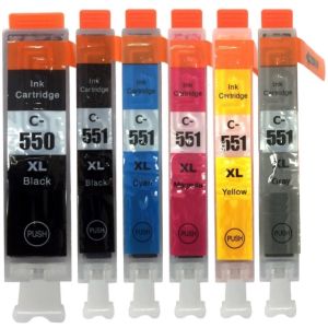 Cartridge Canon CLI-551 XL CMYK, PGI-550 XL, CLI-551GY XL, šesťbalenie, multipack, alternatívny