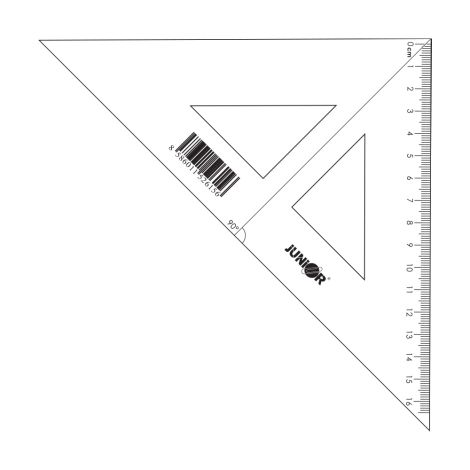 Pravítko trojuholník s ryskou 16 cm, transparentné voľne balené