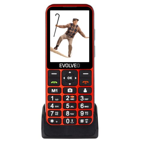 EVOLVEO EasyPhone LT, mobilný telefón pre seniorov s nabíjacím stojanom (červená farba) EP-880-LTR