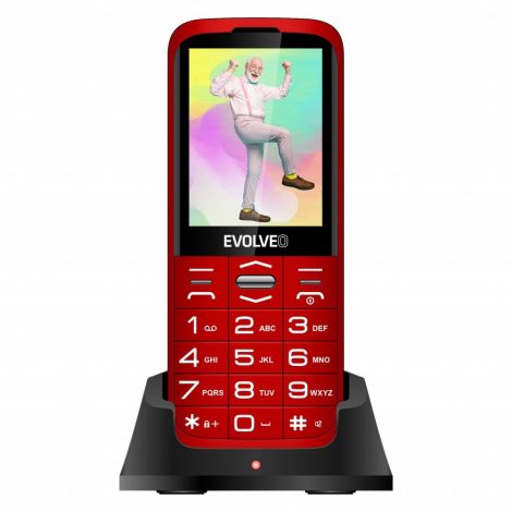 EVOLVEO EasyPhone XO, mobilný telefón pre seniorov s nabíjacím stojanom (červená farba) EP-630-XOR