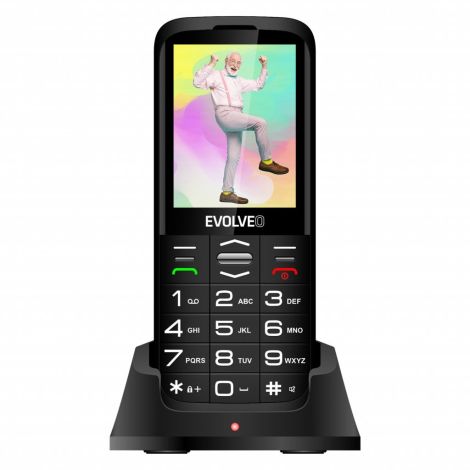 EVOLVEO EasyPhone XO, mobilný telefón pre seniorov s nabíjacím stojanom (čierna farba) EP-630-XOB