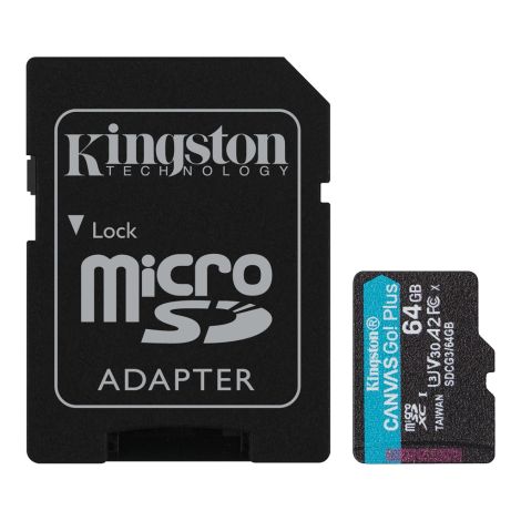 Kingston Canvas Go Plus A2/micro SDXC/64GB/UHS-I U3/Class 10/+ Adaptér SDCG3/64GB