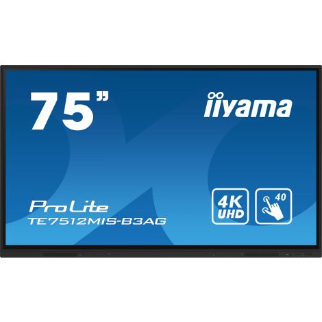 75" iiyama TE7512MIS-B3AG: IPS, 4K, 40P, USB-C TE7512MIS-B3AG