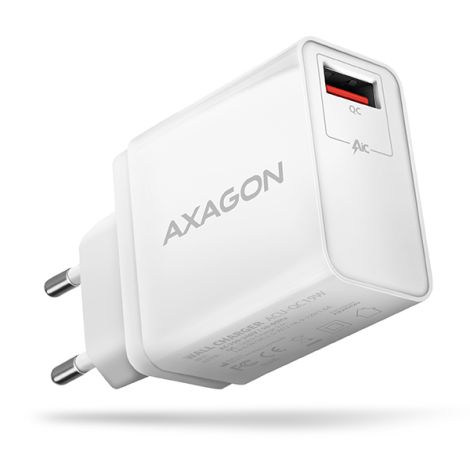 AXAGON ACU-QC19W, QC nabíjačka do siete 19W, 1x USB-A port, QC3.0/AFC/FCP/SMART, biela ACU-QC19W