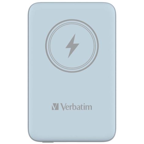 Verbatim, power banka s bezdrôtovým nabíjaním, 5V, nabíjanie telefónu, 32247, 10 000mAh, magnetické pripevnenie, modrá