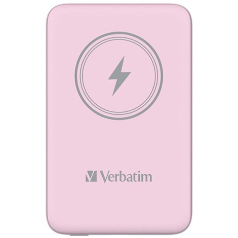 Verbatim, power banka s bezdrôtovým nabíjaním, 5V, nabíjanie telefónu, 32248, 10 000mAh, magnetické pripevnenie, ružová