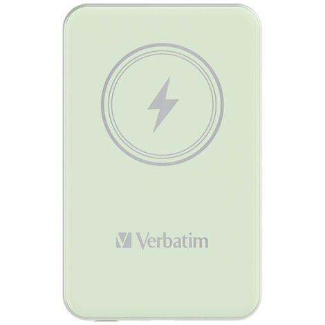 Verbatim, power banka s bezdrôtovým nabíjaním, 5V, nabíjanie telefónu, 32241, 5 000mAh, magnetické pripevnenie, zelená