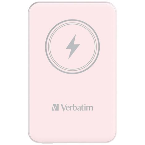 Verbatim, power banka s bezdrôtovým nabíjaním, 5V, nabíjanie telefónu, 32243, 5 000mAh, magnetické pripevnenie, ružová