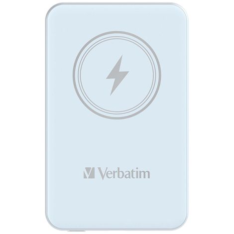 Verbatim, power banka s bezdrôtovým nabíjaním, 5V, nabíjanie telefónu, 32242, 5 000mAh, magnetické pripevnenie, modrá