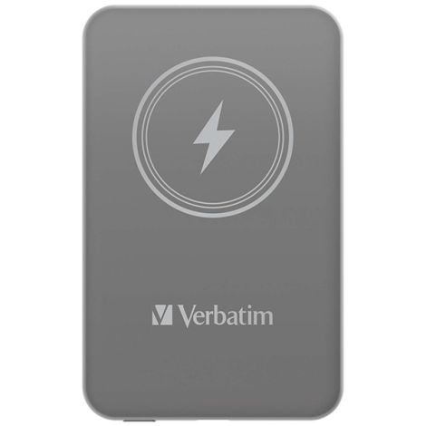 Verbatim, power banka s bezdrôtovým nabíjaním, 5V, nabíjanie telefónu, 32244, 5 000mAh, magnetické pripevnenie, šedá